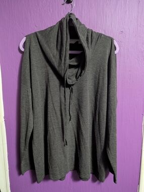 💜 Harmony Balance Grey Cold Shoulder Cowl Neck Sweatshirt 1X 16 18
